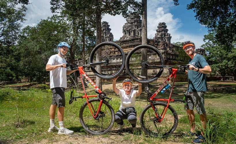 Cycle Angkor Backroad Bike Tour / E-Bike or Tuk Tuk - Angkor Thom through the Elephant Gate to Bayon faces