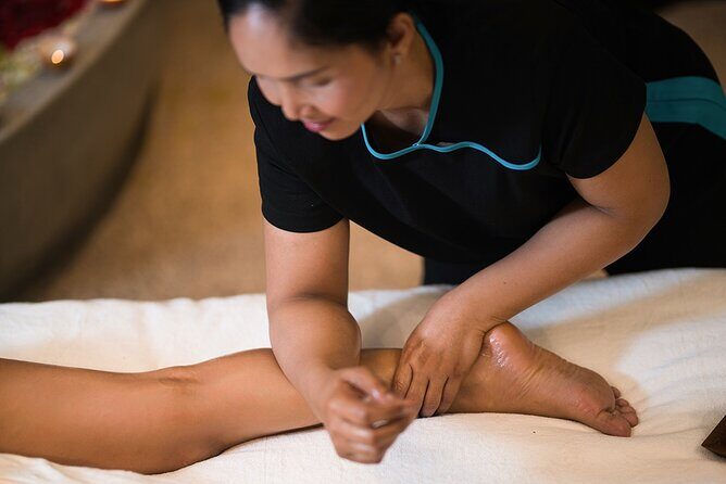 Jet Leg Release Massage - The full 90-minute flow: salt scrub, sole reflexology, leg massage