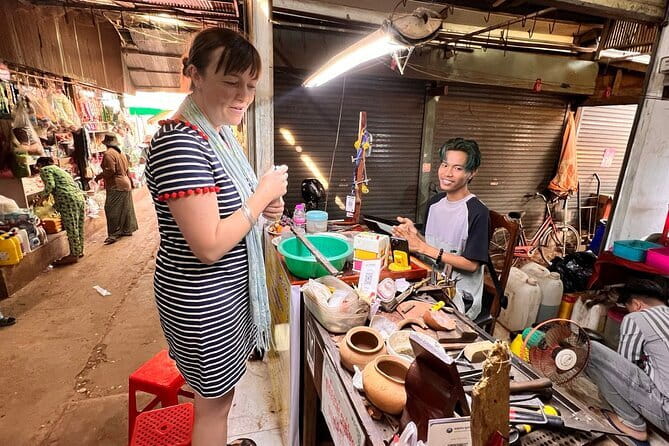 Siem Reap: Morning Bike Tours with Local Market & Lunch - Buddhist temple blessing with a monk: a quiet gear shift